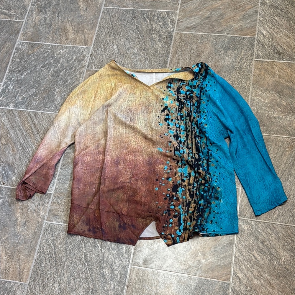 Multicolor Artistic Long Sleeve Top